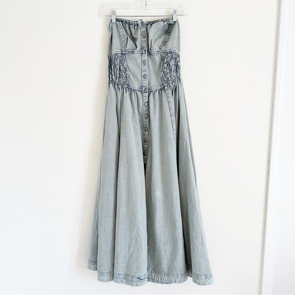 Free People Strapless Denim Midi Dress - Picture 4 of 7